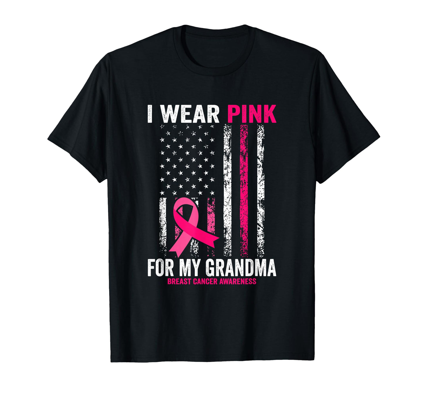 I Wear Pink for My Grandma American Flag T-Shirt
