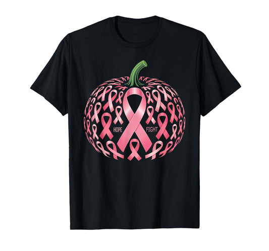 Halloween Pink Ribbon Pumpkin Breast Cancer Awareness T-Shirt