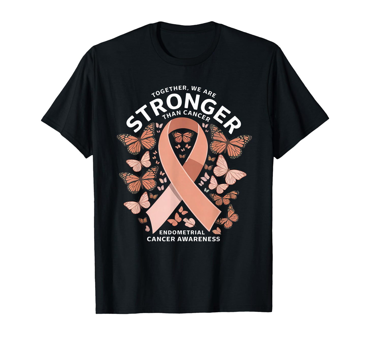 Endometrial Cancer Awareness Peach Ribbon T-Shirt