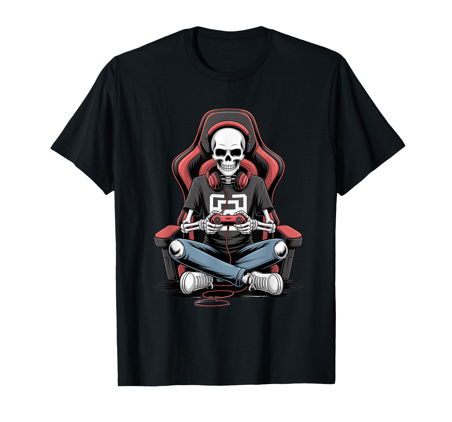 Halloween Skeleton Gamer Funny Gaming Look with Headphones T-Shirt