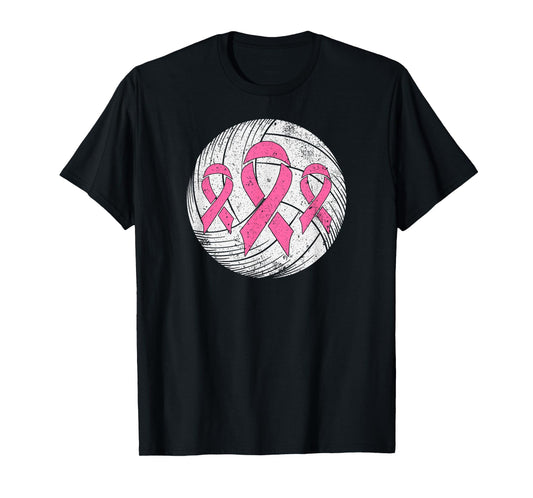 Volleyball Player Pink Ribbon Breast Cancer Awareness T-Shirt