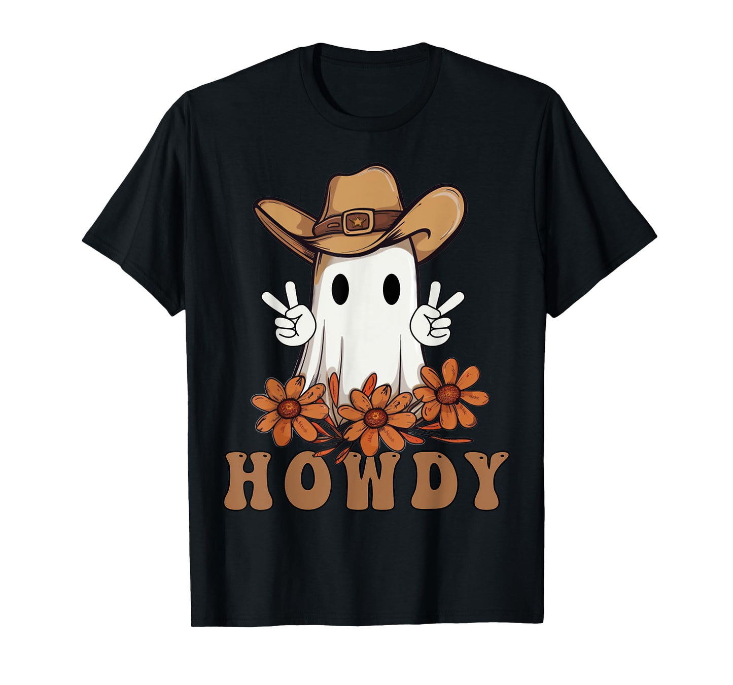 Retro Western Halloween Cowboy Ghost Howdy Cowgirl Ghost Boo T-Shirt