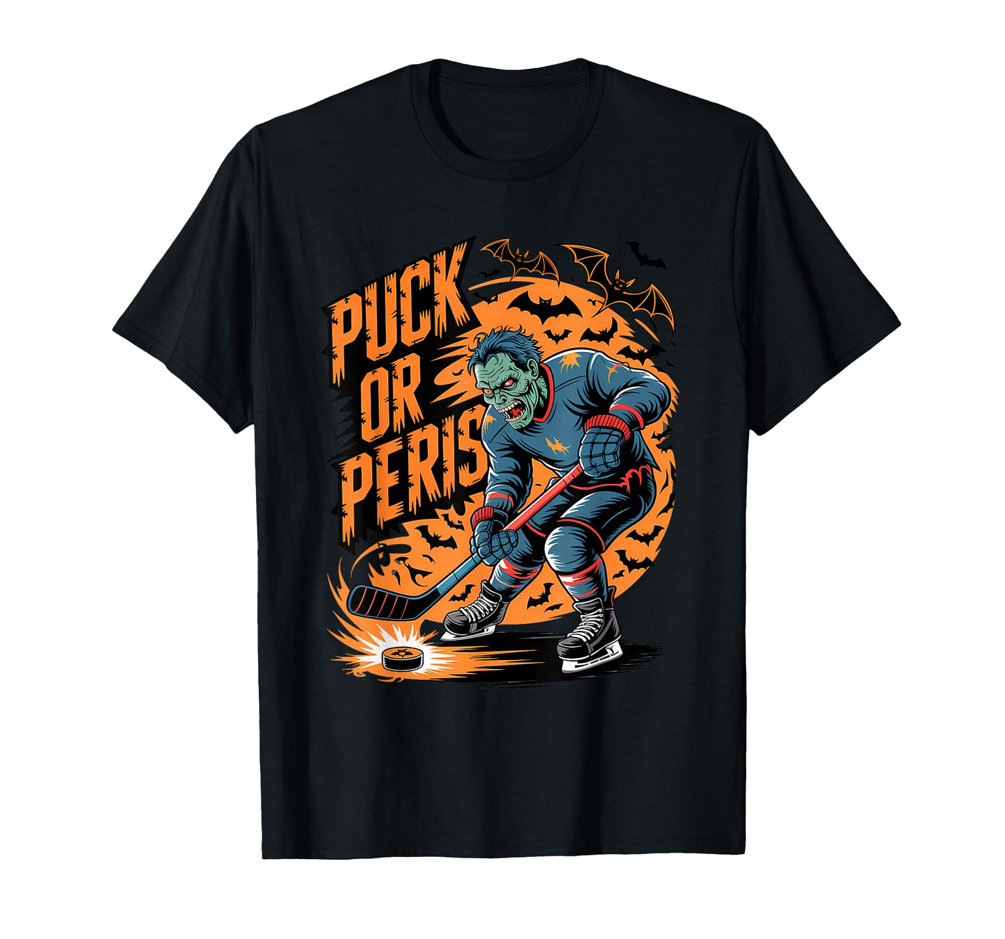 Puck Or Peris Funny Zombie Halloween T-Shirt