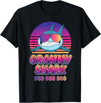 Grammy Shark Vintage Retro Sunset Graphic 2022 T-Shirt