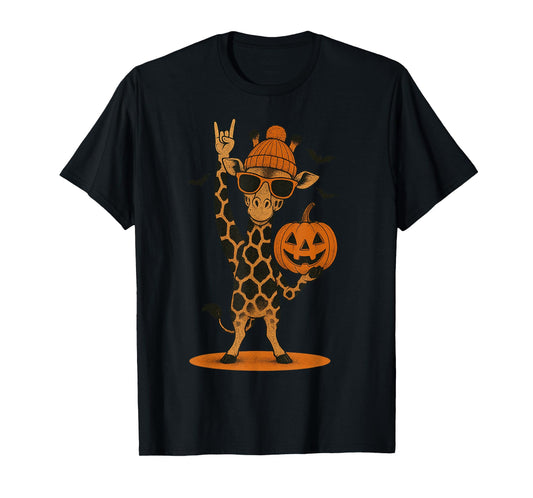 Cute Giraffe Men Women Kids Halloween Pumpkin Funny Giraffe T-Shirt
