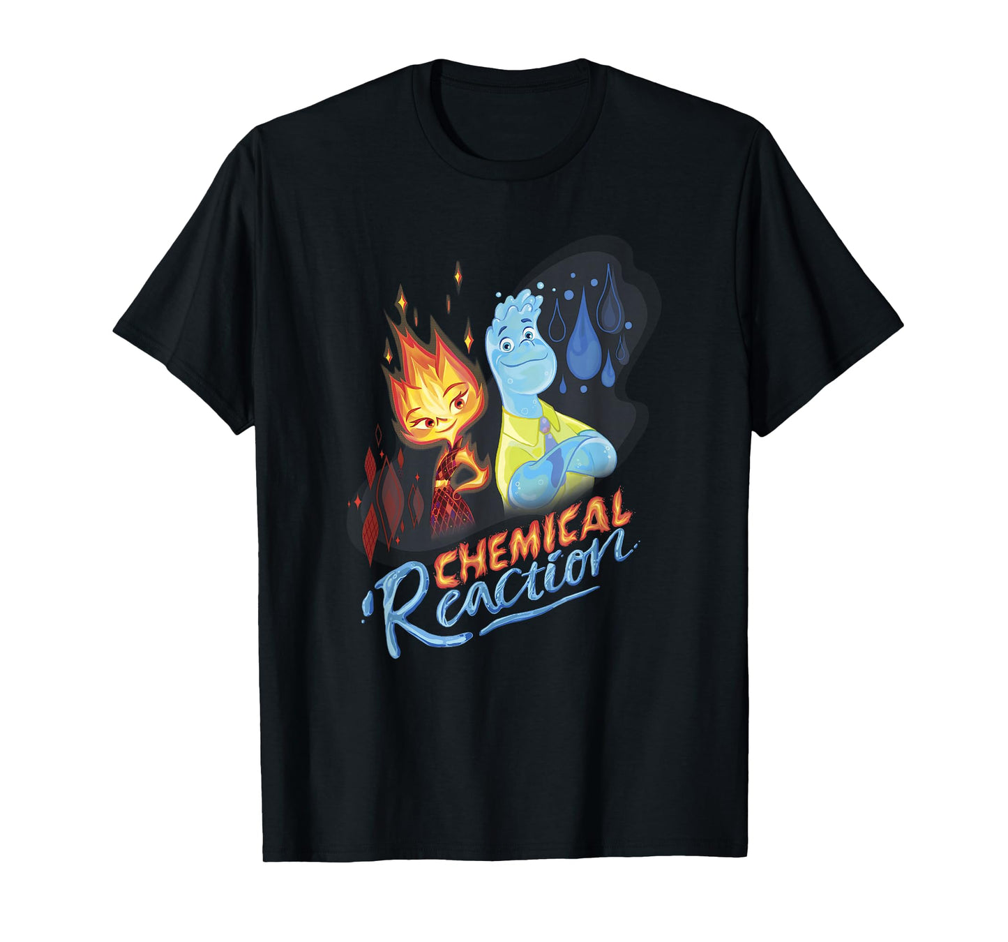 Disney Pixar Elemental Chemical Reaction Ember & Wade Shot T-Shirt