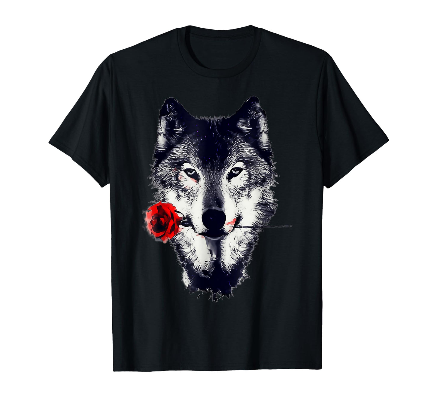Wolf Rose Art Gift T-Shirt