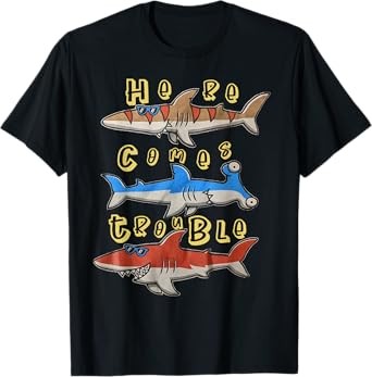 Here Comes Trouble Shark Shirt For Boys T-Shirt