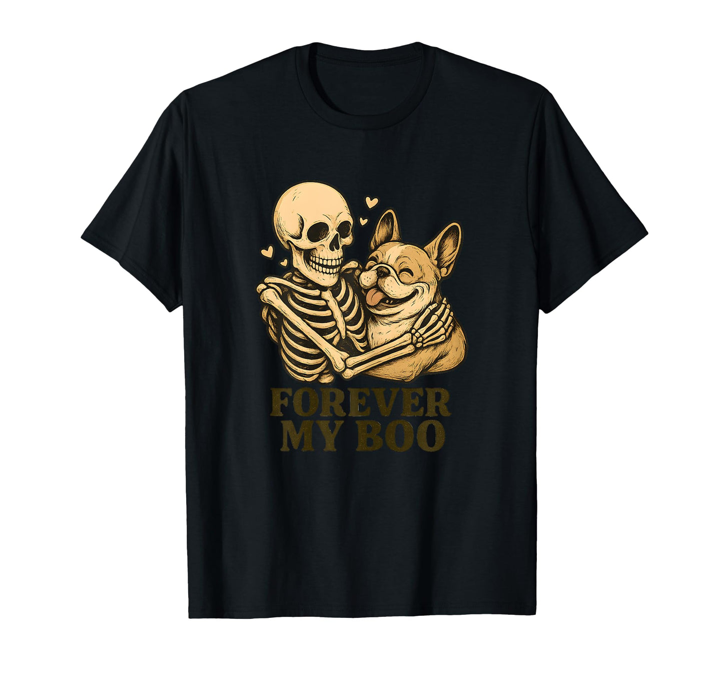 Womens Forever My Boo Skeleton French Bulldog Halloween Couple T-Shirt