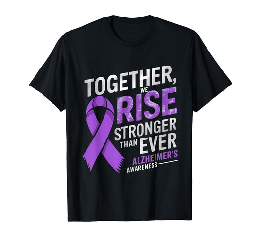 Alzheimer Awareness Month Together We Rise Purple Ribbon T-Shirt