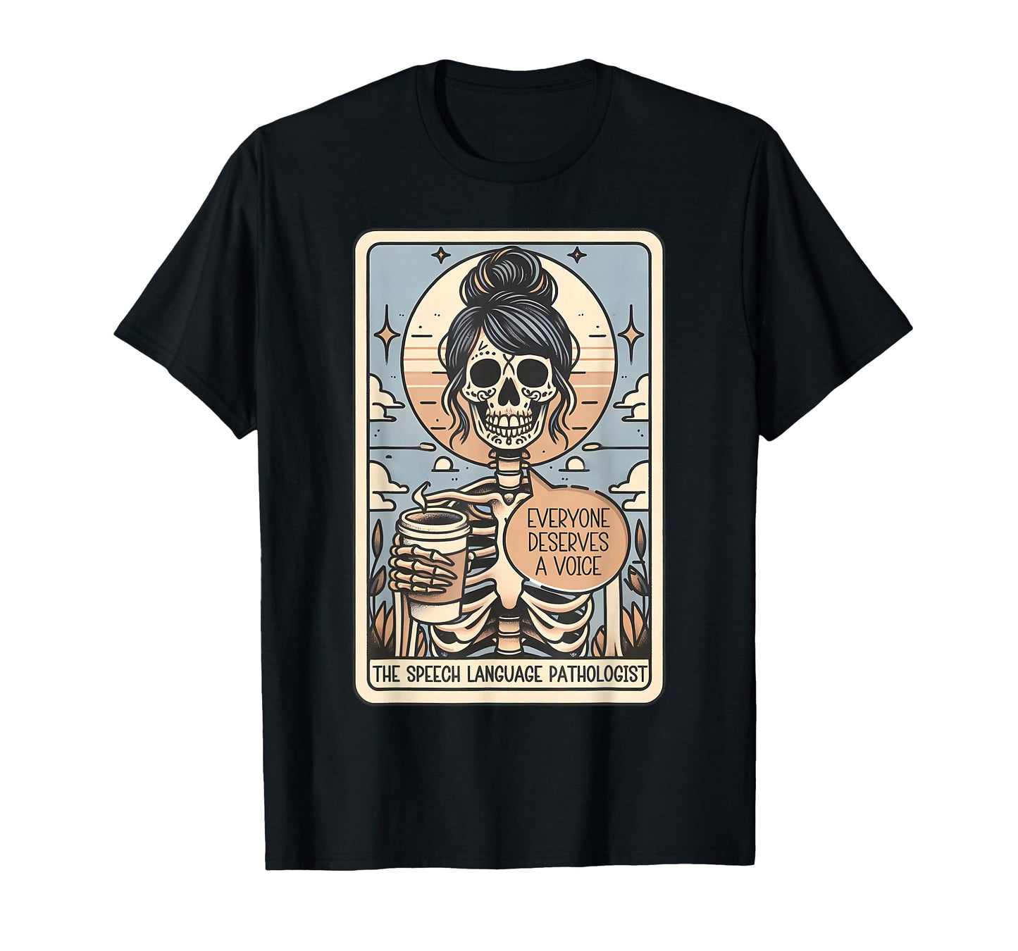 Skeleton Speech Language Pathologist Tarot Card Halloween T-Shirt