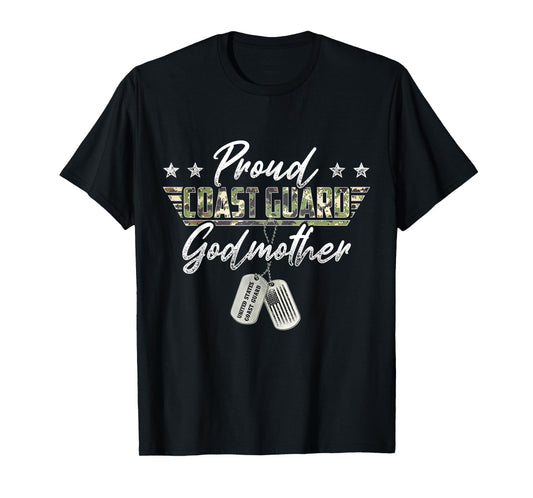 Proud Coast Guard Godmother American Military Gifts T-Shirt
