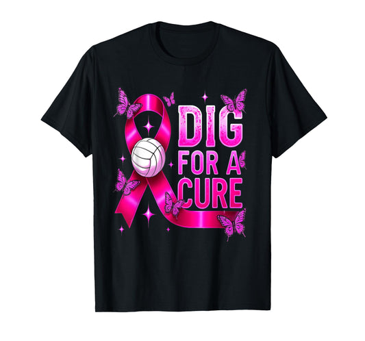Dig for A Cure Volleyball Breast Cancer Awareness Pink T-Shirt