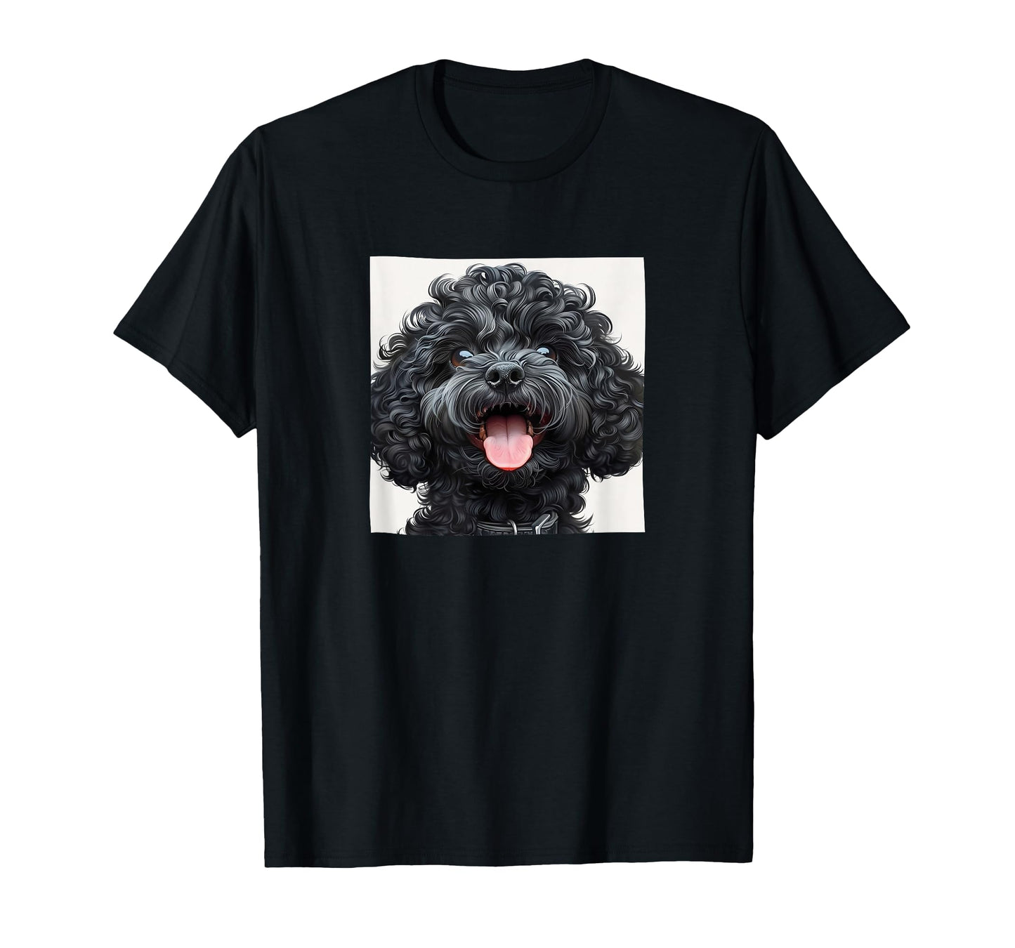 Black Poodle Puppy Laughing Graphic T-Shirt