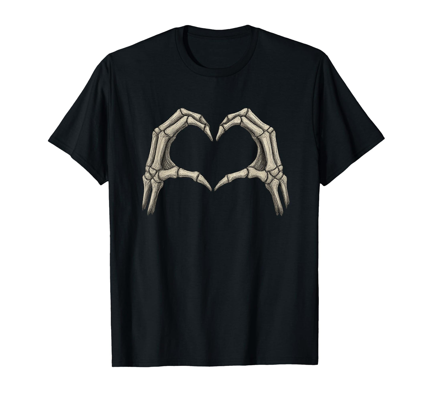 Skeleton Hands Heart Sign Retro Halloween Costume Women Girl T-Shirt