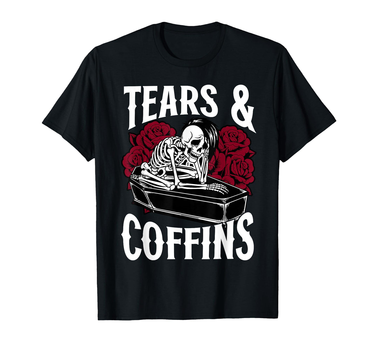 Tears and Coffins Emo Gothic Skeleton Aesthetic T-Shirt