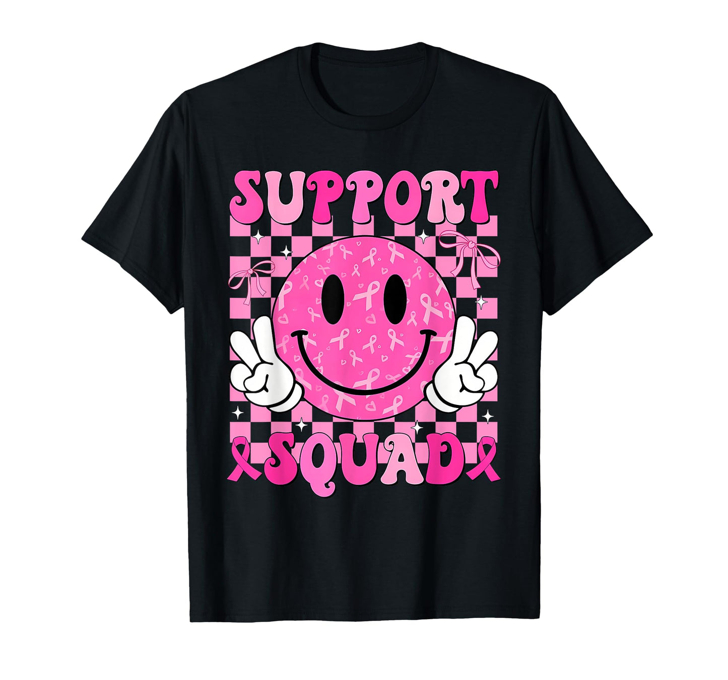 in October We Wear Pink Smile Pink Support Breast Cancer T-Shirt