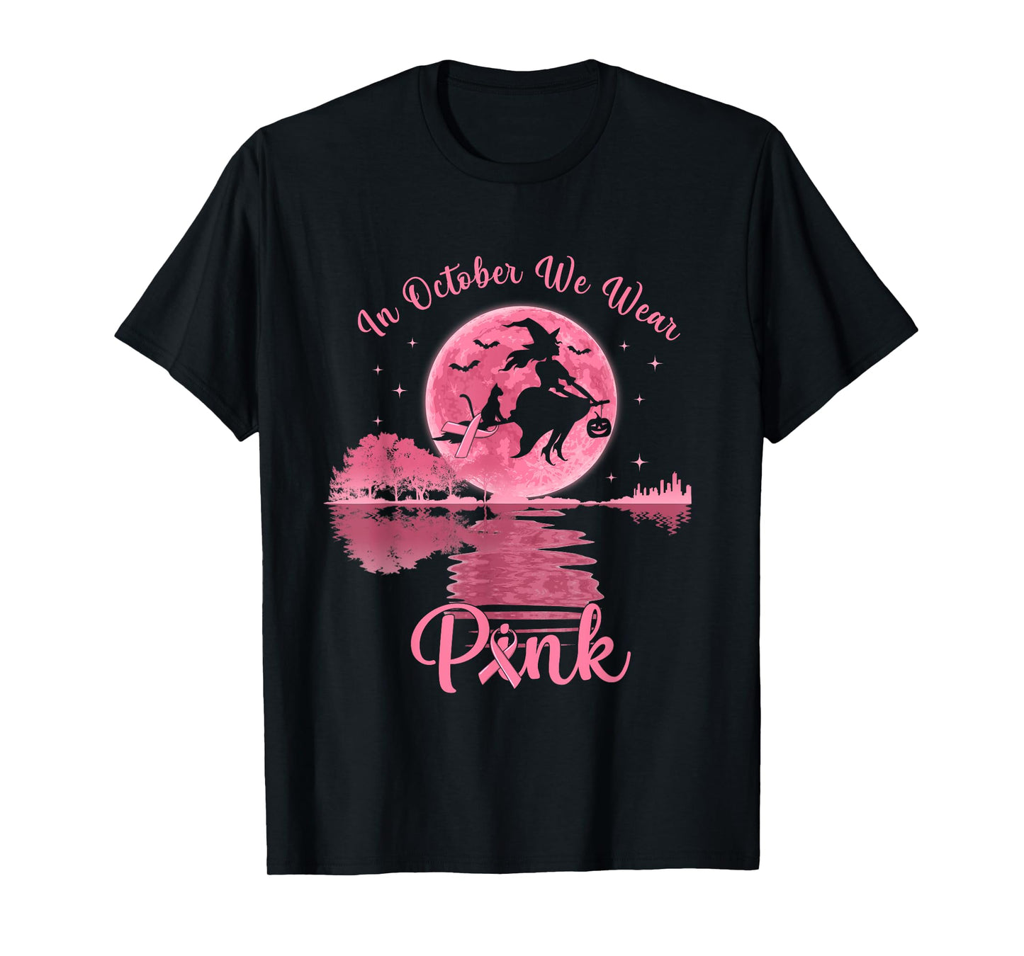 In October We Wear Pink Witch Breast Cancer Awareness T-Shirt