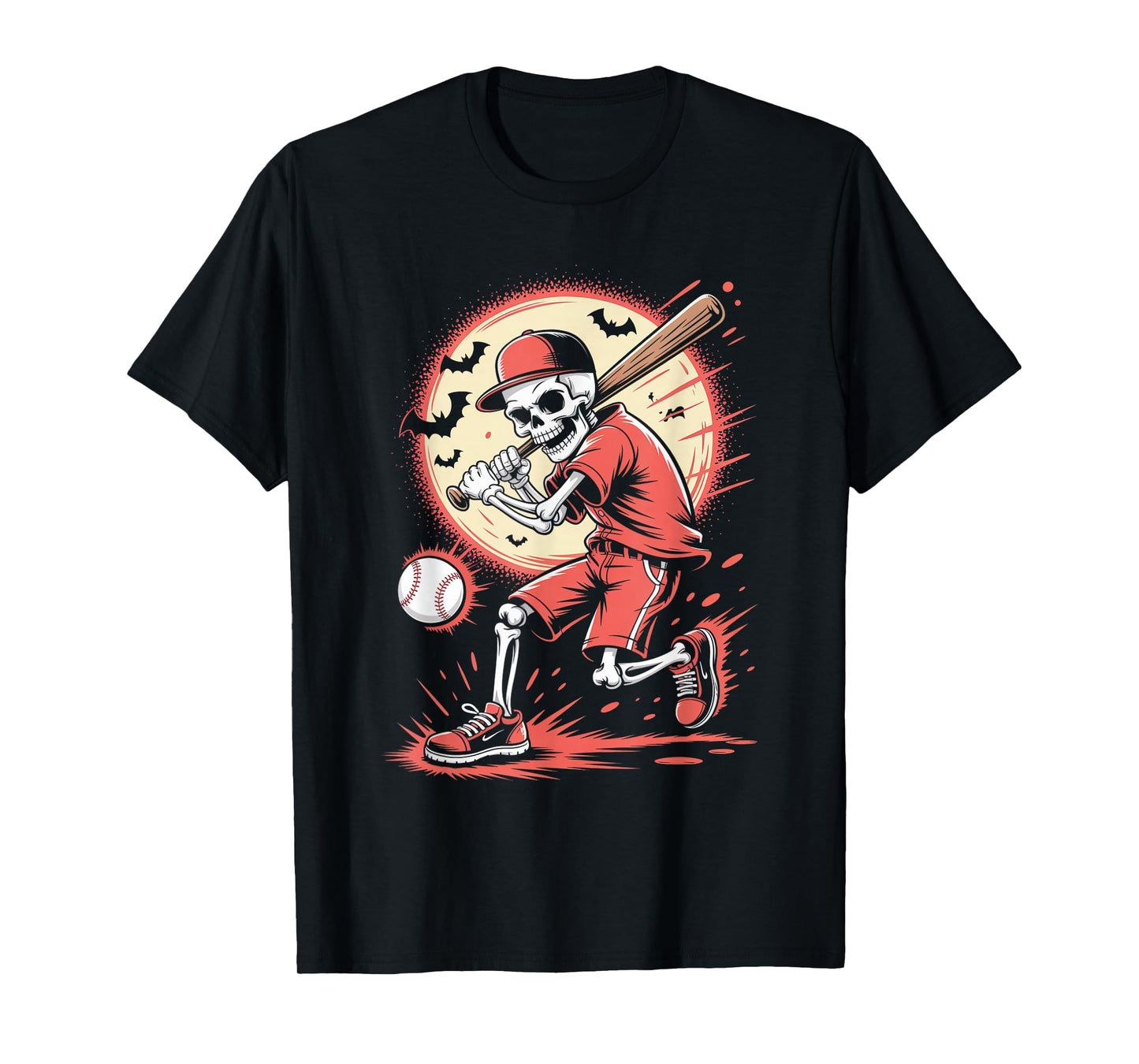 Skeleton Baseball Halloween Spooky Batter Costume T-Shirt