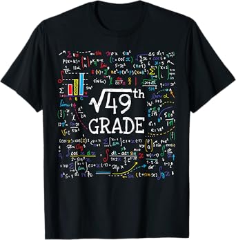 Square Root Of 49 Back To School 7th Seventh Grade Math T-Shirt