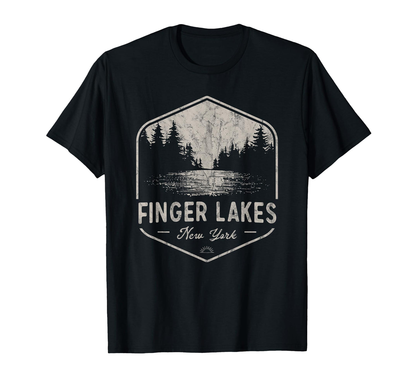 Finger Lakes New York Outdoors Vintage T-Shirt, Small, Green