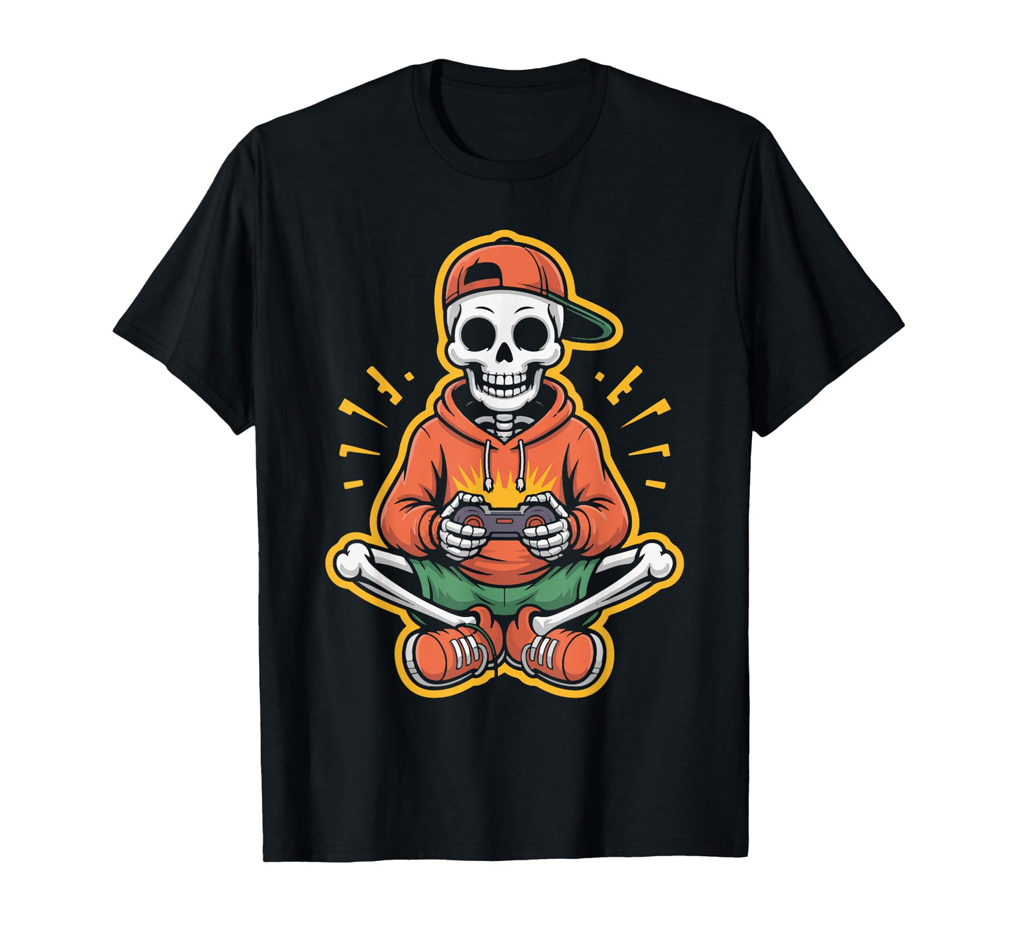 Gamer Skeleton Halloween Controller Design for Men Women T-Shirt