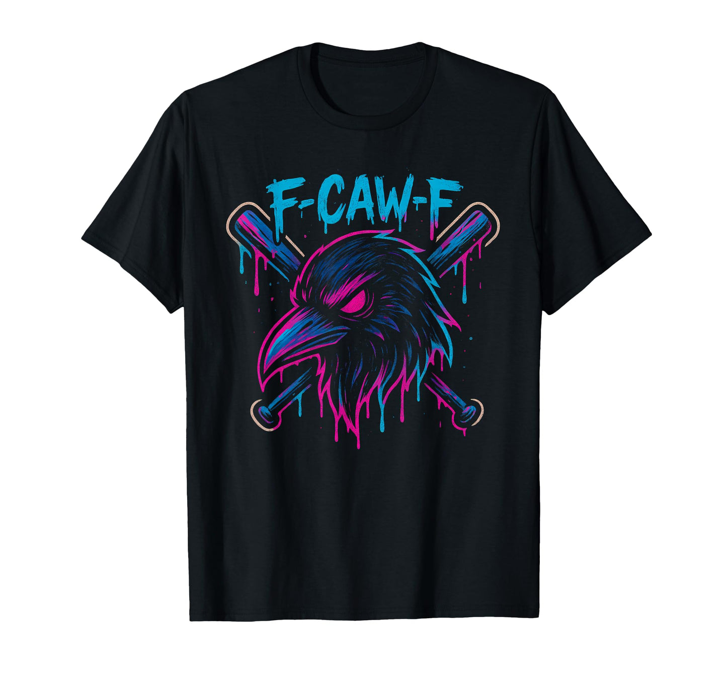 F Caw F Raven Crow Gothic Baseball Fcawf Funny Bird Fawk Off T-Shirt