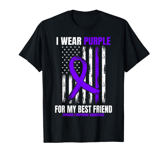 Purple Best Friend Hodgkins Lymphoma Awareness Products Flag T-Shirt