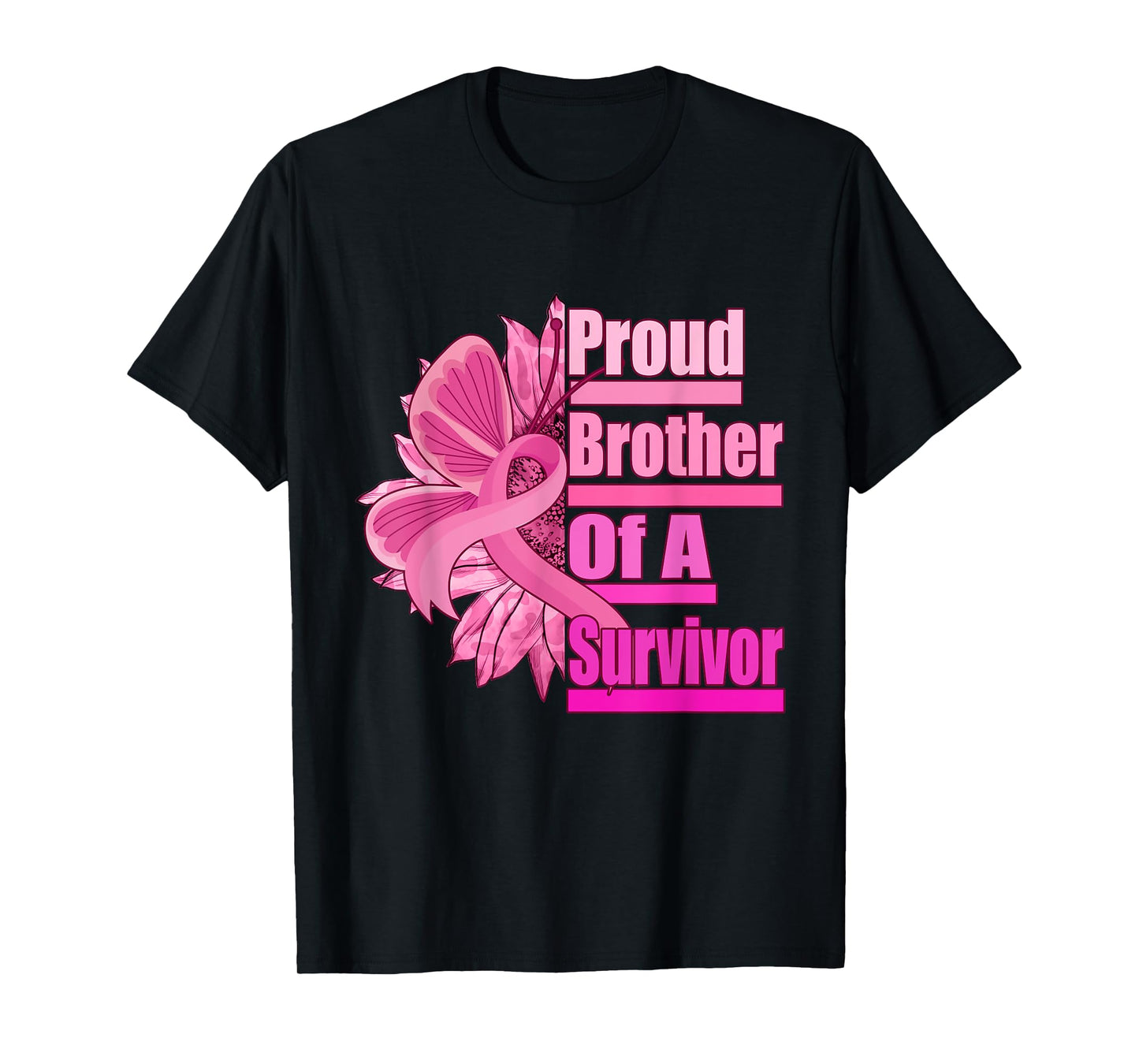 Proud brother Of A Survivor - Breast Cancer Pink Ribbon T-Shirt