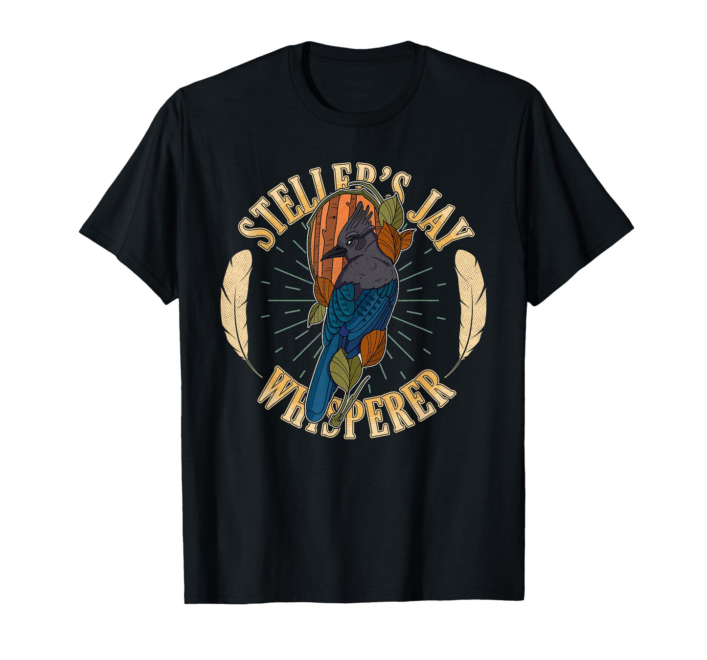 Steller’s jay wing birding birdwatching outdoor garden T-Shirt