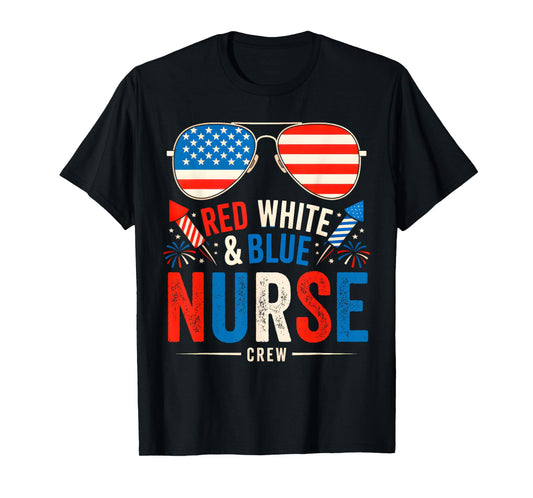 4th Of July Red White & Blue Nurse Crew American USA Flag T-Shirt
