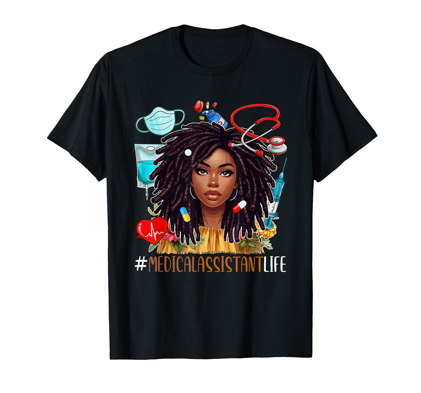 Medical Assistant Costume Afro Woman Proud Black History T-Shirt