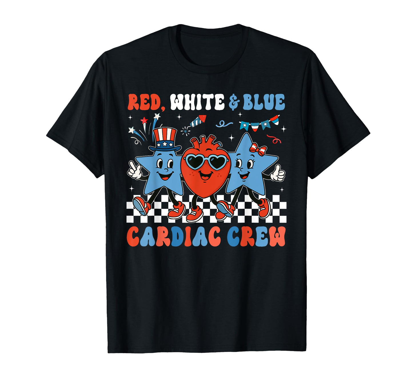 Cardiac Crew Red White Blue Cardiology Cath Lab 4th Of July T-Shirt