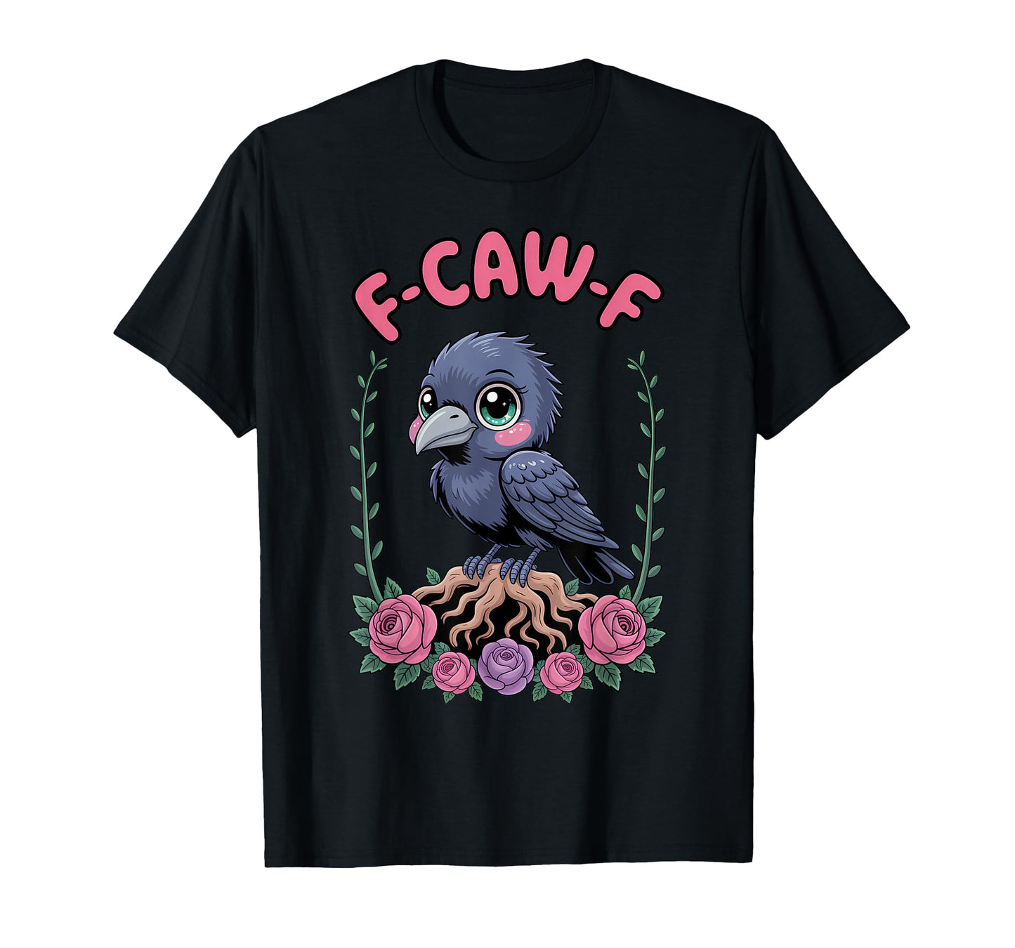 Funny F-Caw-F Kawaii Crow Sound Meme Humor T-Shirt