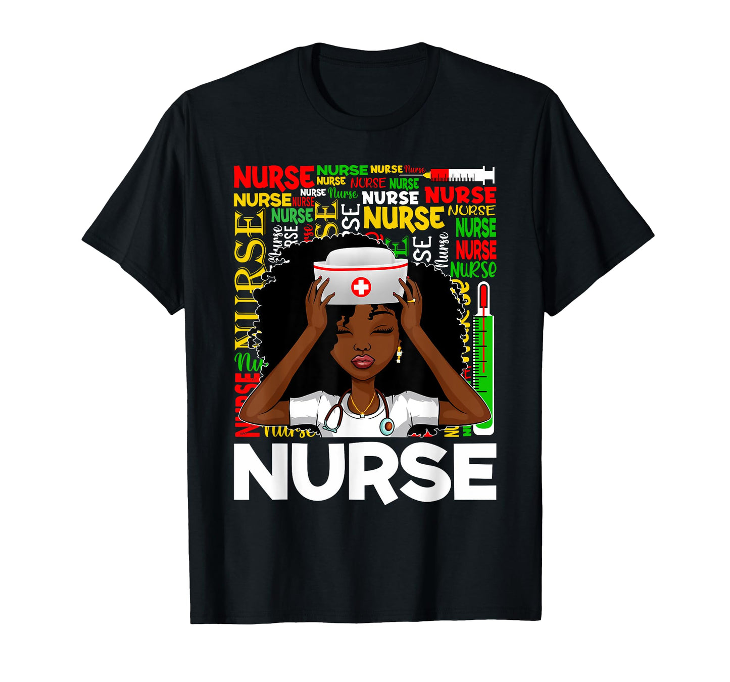 Black Nurse Afro Woman Melanin Girl Black History Juneteenth T-Shirt