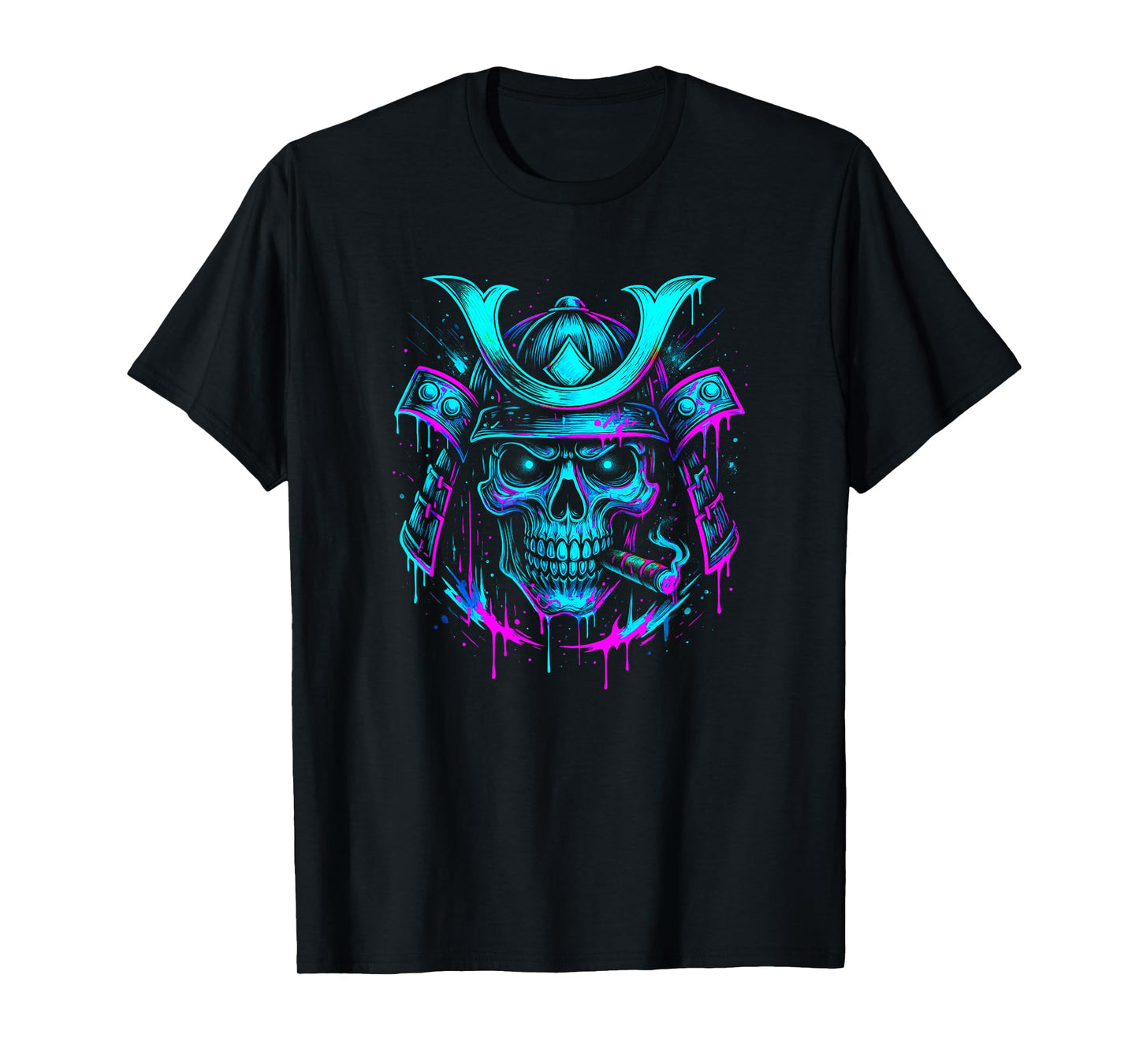Samurai Skull Warrior Cigar - Cool Vaporwave Retro 90s Y2K T-Shirt
