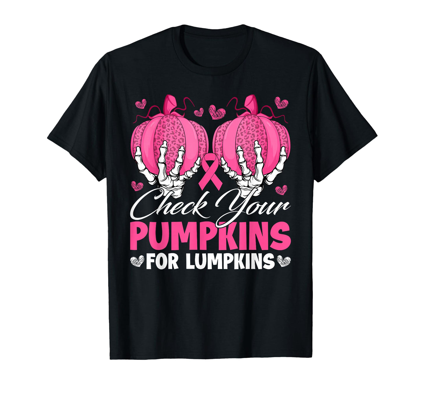 Check Your Pumpkins Breast Cancer Awareness Halloween Women T-Shirt