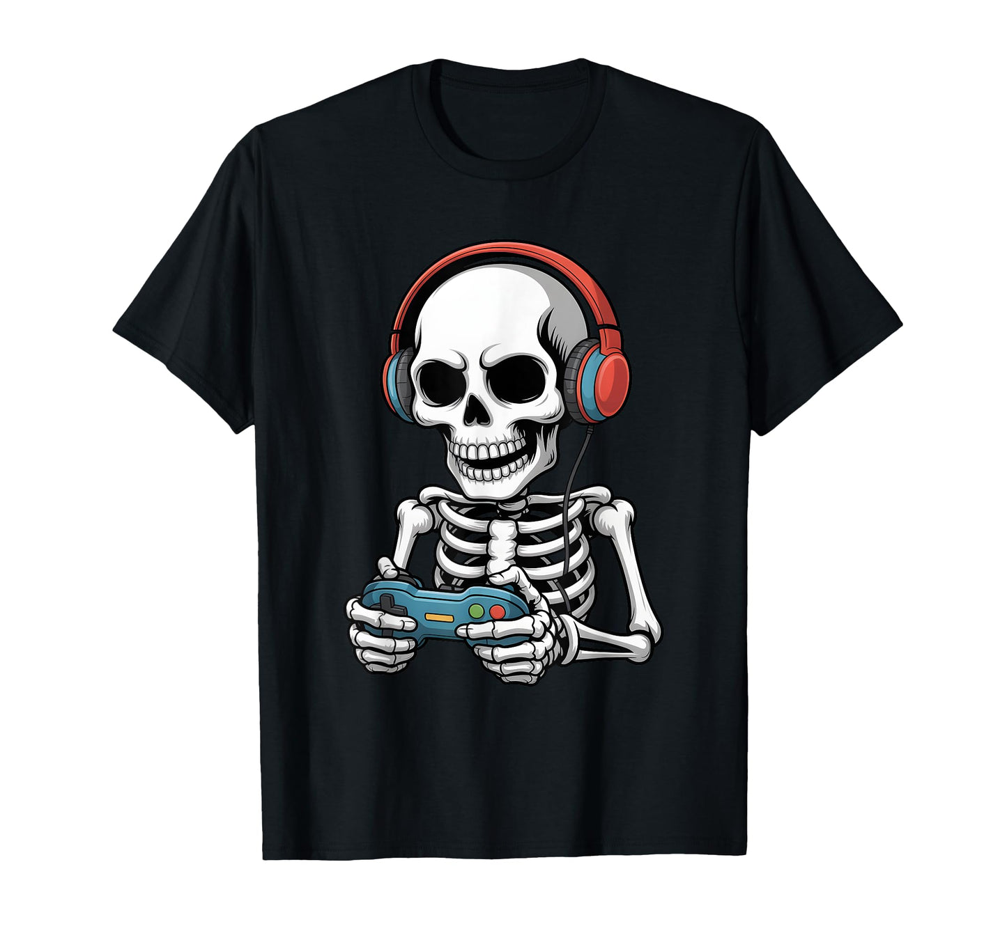Halloween Skeleton Video Gaming Gamer Headphone Boys Kids T-Shirt