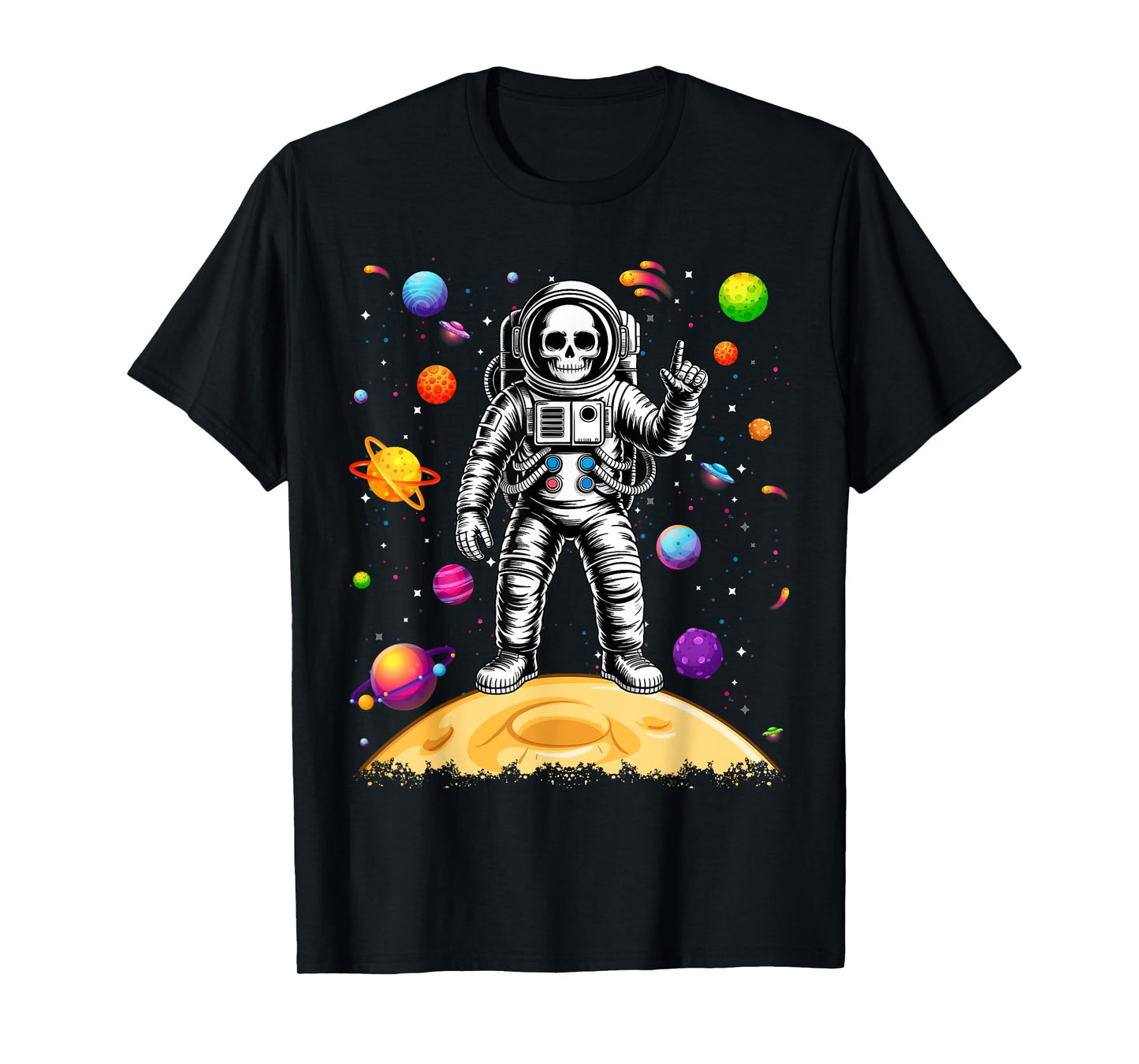 Space Astronaut Skeleton Skull Halloween T-Shirt