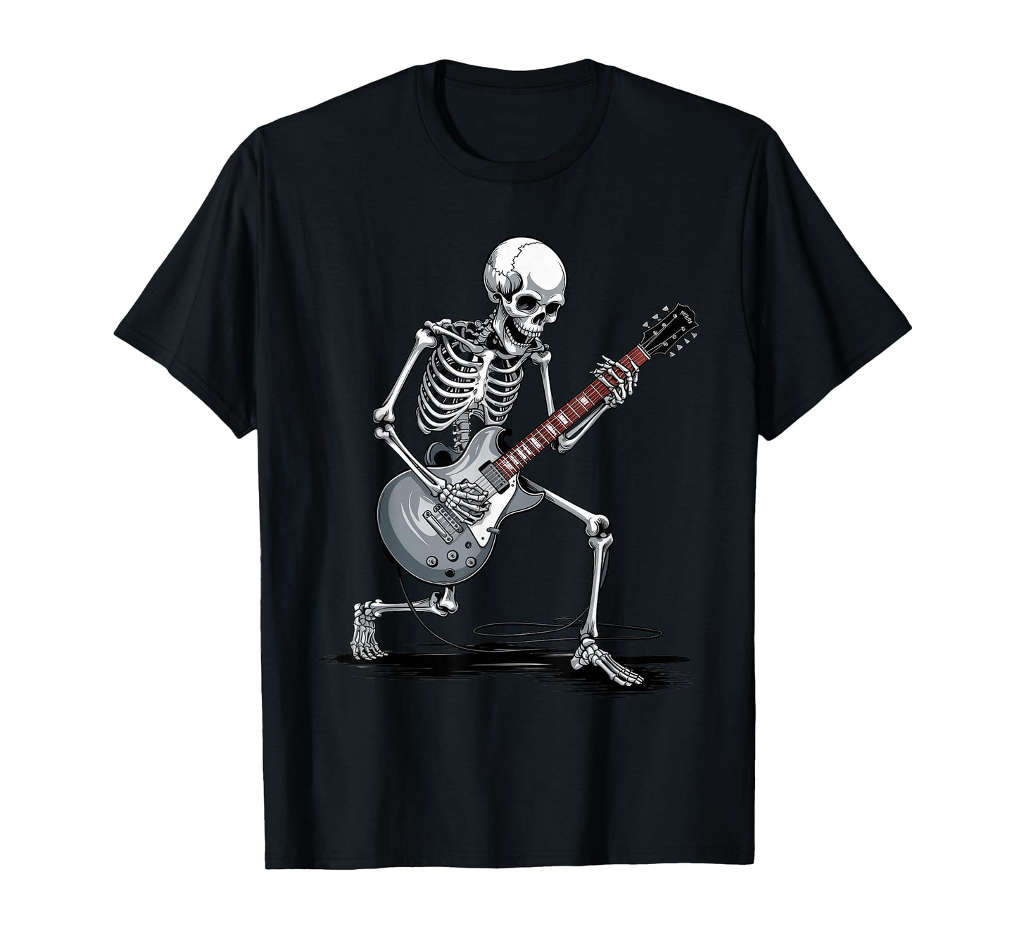 Spooky Skeleton Guitarist Funny Halloween Rock Music Lovers T-Shirt