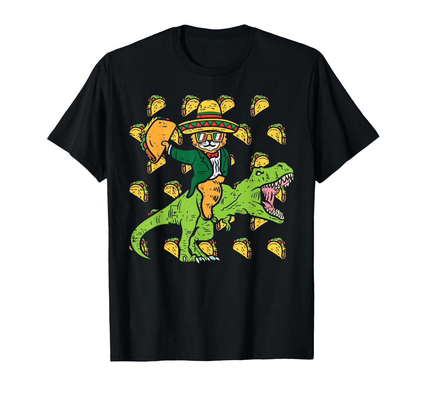 Mexican Cat Trex Tacos Funny Cinco De Mayo Fiesta Dinosaur T-Shirt for Men Women Girls Kids