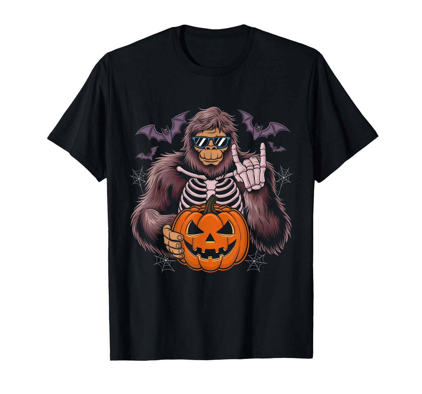 Spooky Bigfoot Jack O Lantern Skeleton Halloween Fun Youths T-Shirt