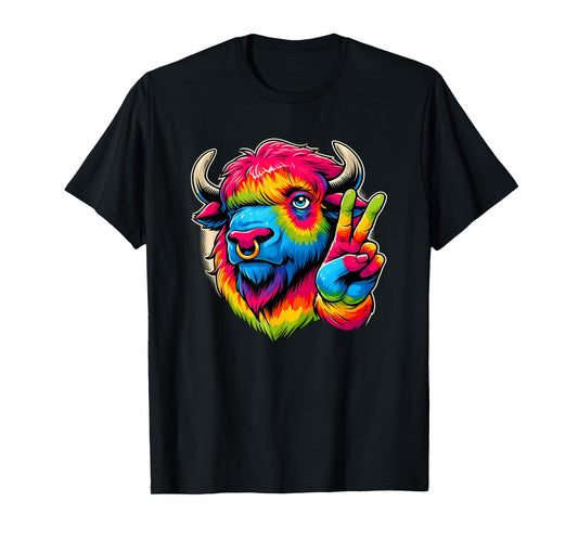 Peace Sign Tie Dye Bison T-Shirt