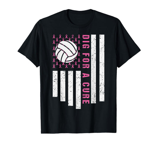 Dig For A Cure Breast Cancer Awareness Volleyball Pink Out T-Shirt