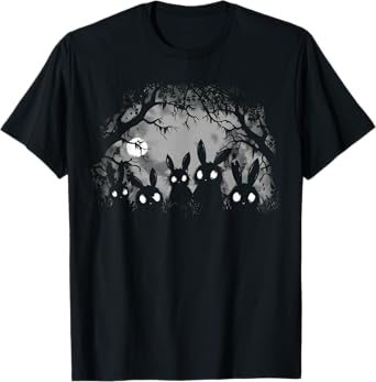 Creepy Cute Bunny Rabbits Alt Goth Grunge Horror Aesthetic T-Shirt, Small, Black