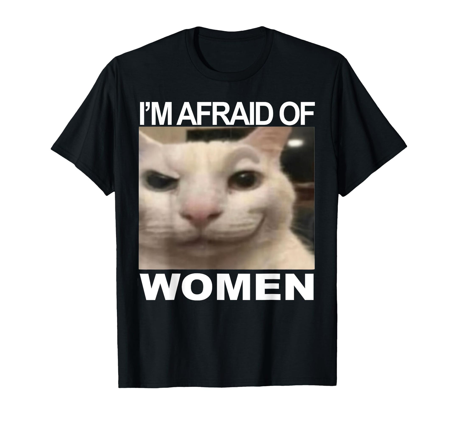 I’m Afraid Of Women Funny Meme Cat Lover Sarcastic Humorous T-Shirt