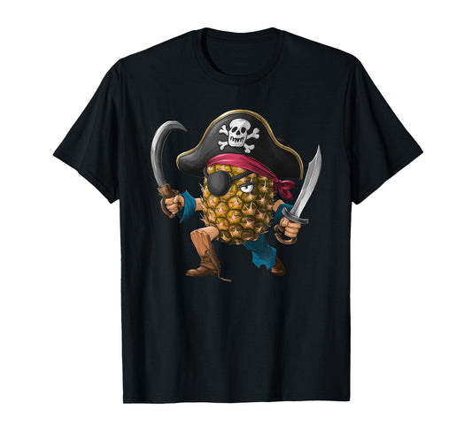 Pineapple Pirate Halloween Mens Womens Kids Pirate Funny T-Shirt