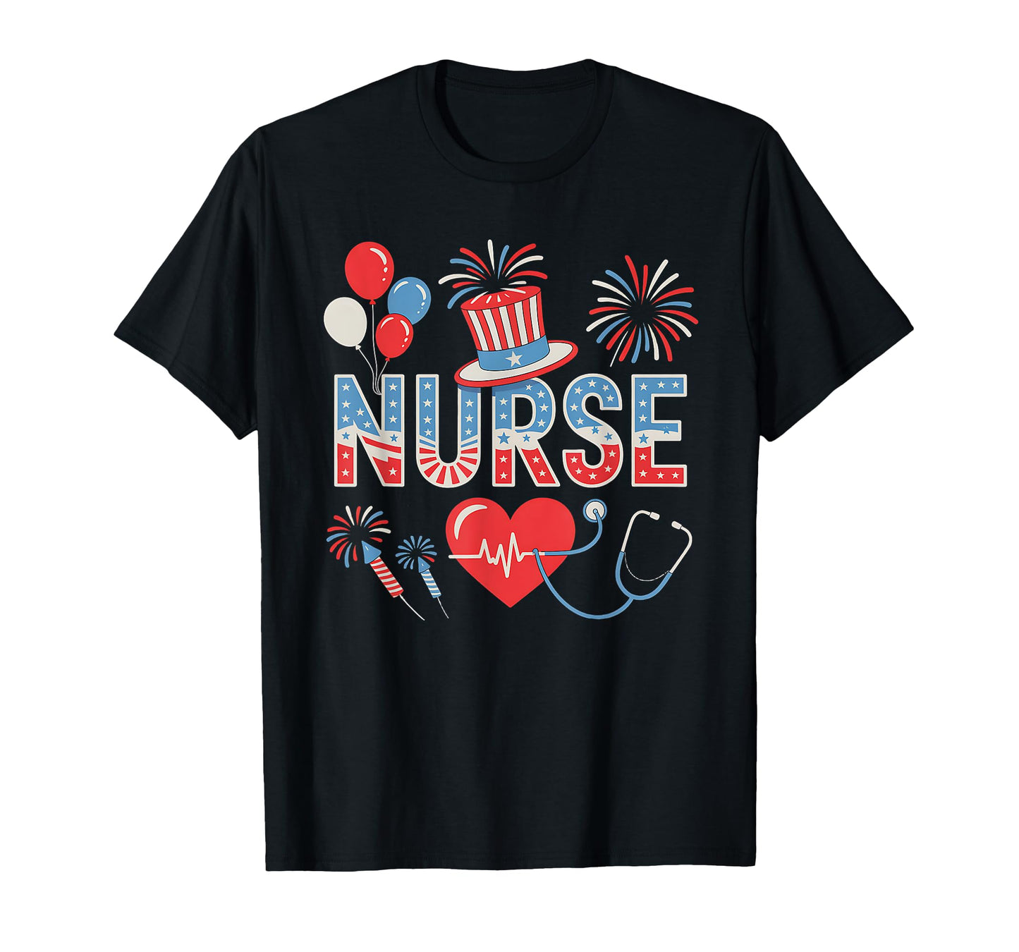American Flag Nurse 4th of July Nursing Women Patriotic T-Shirt