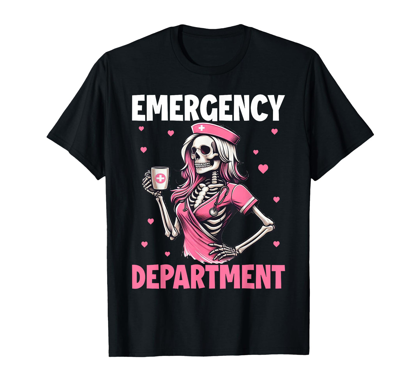 Valentine Er Nurse Emergency Department Room Skeleton Nurse T-Shirt