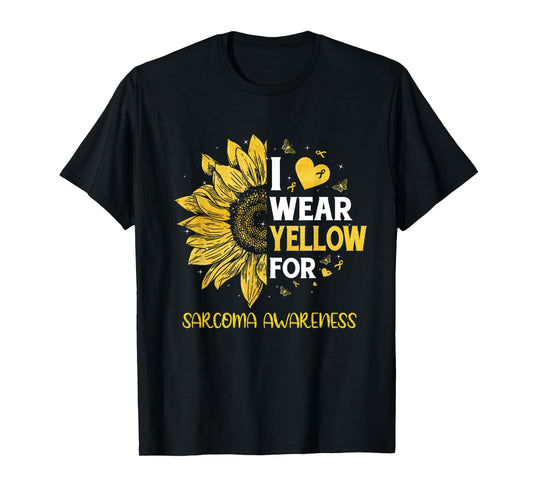 Sunflower I Wear Yellow Ribbon Sarcoma Awareness T-Shirt